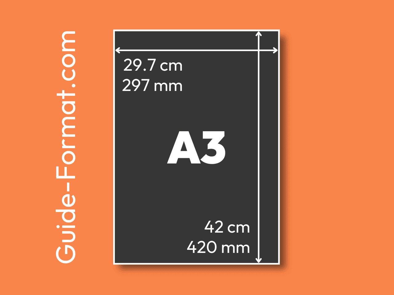 Illustration du format papier A3 : 29,7 x 42,0 cm